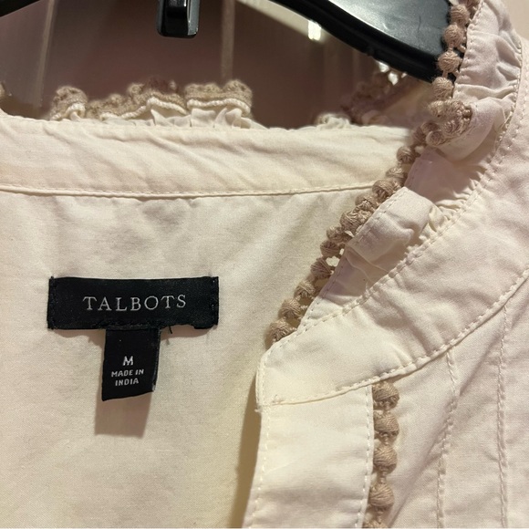 Talbots Embroidered Long Sleeve Poplin Top Size M Pullover - Picture 4 of 9